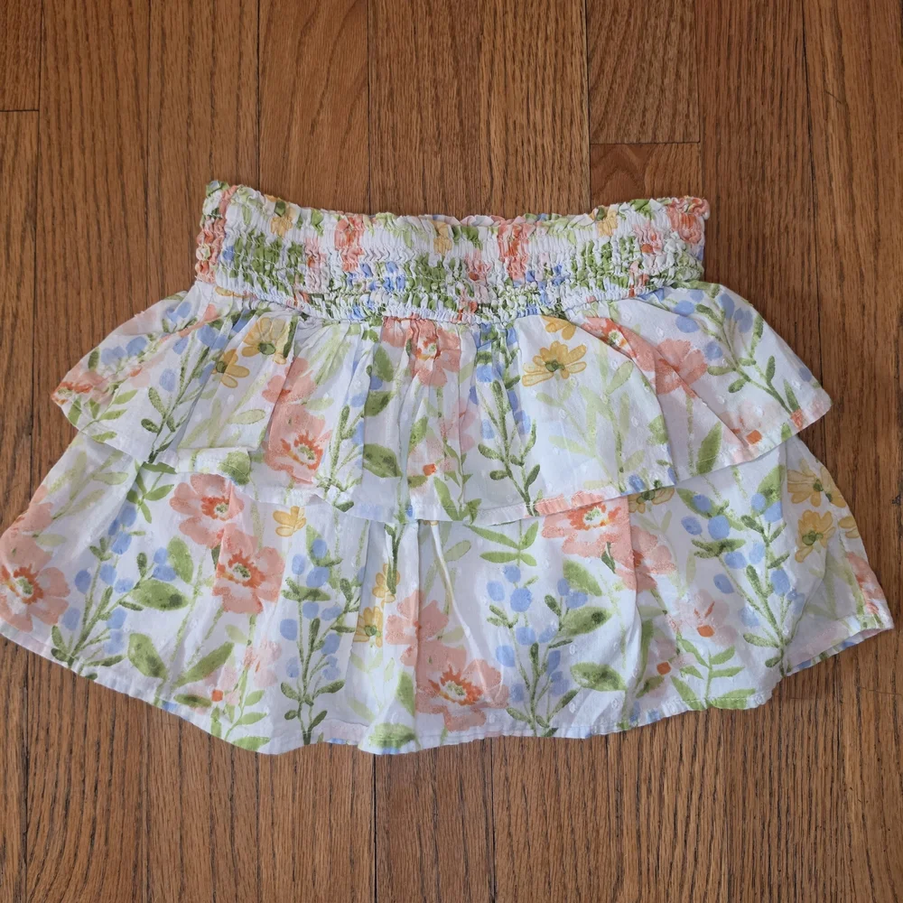 Gymboree Yellow Ruffle Off-Shoulder Top with Floral Skort Set Girls Size 6